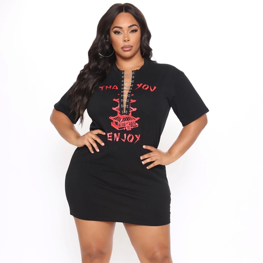 Thank you enjoy t-shirt shift dress with chain closure size XL